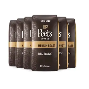 Peet's Coffee, Medium Roast Ground Coffee  Big Bang 63 Ounces (6 Bags 10.5 Ounces)