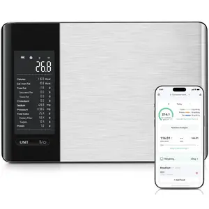 Smart Food Kitchen Nutrition Scale with Nutritional Calculator,  App with 19 Nutrients Tracking, Calorie, Marco, Digital Weight Grams and Ounces, Premium Stainless Steel, 22lb