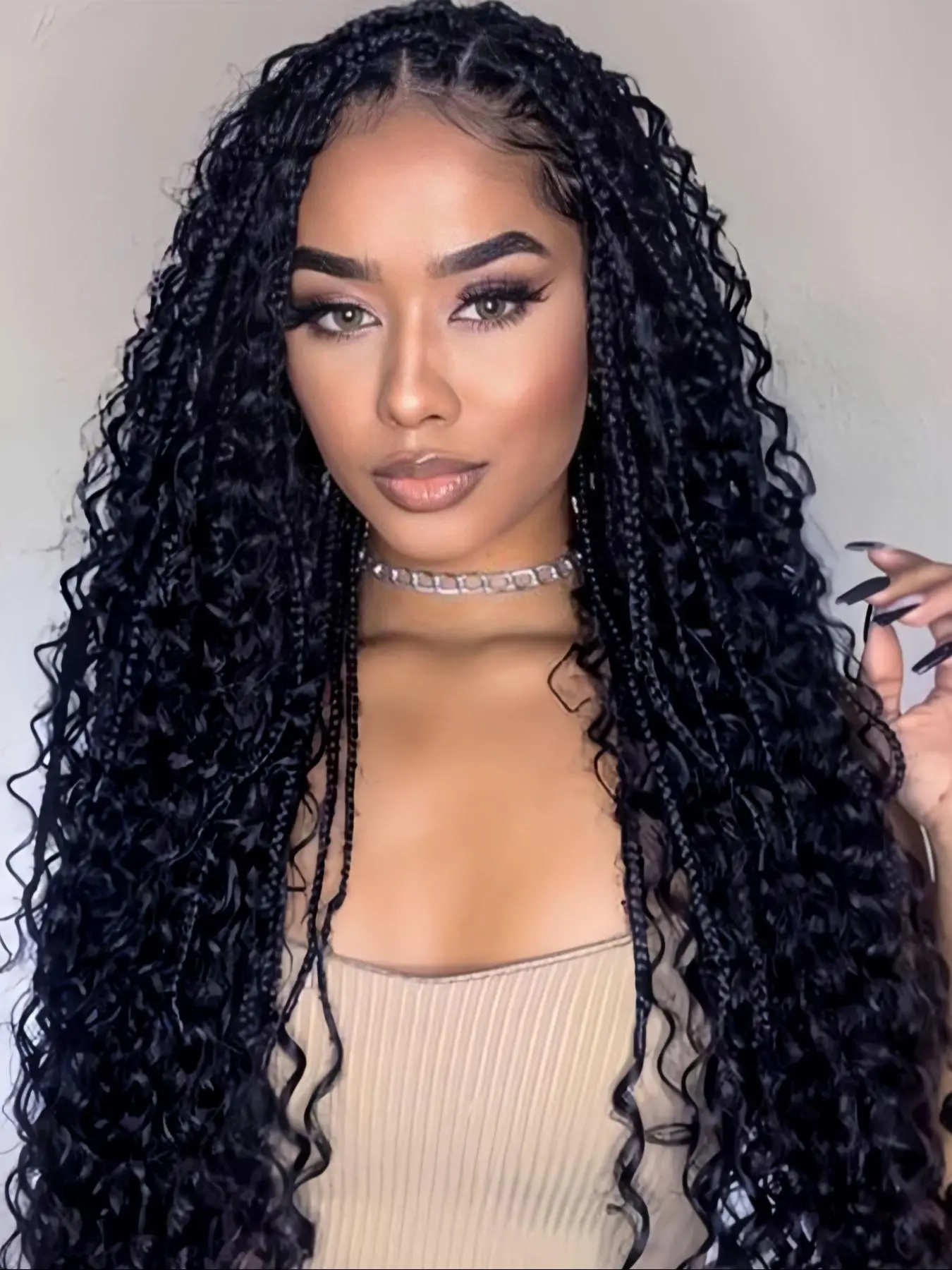 32 Inch Long Braided Lace Wigs for Women, Gorgeous Fashion Fluffy Wigs with Baby Hair Bangs, Synthetic Wigs for Party, Daily Use