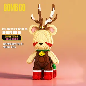 Bombgo Pixel Christmas Bell Deer Building Block,4800 pcs,Bell Toys,Birthday Gift,Christmas Gift,Educational Building Blocks,Trend Decoration,Cool Gifts,Brick,Family Bonding