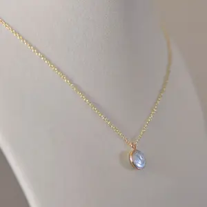 The Mako necklace, 16", gold plated, authentic freshwater pearl, pendant.