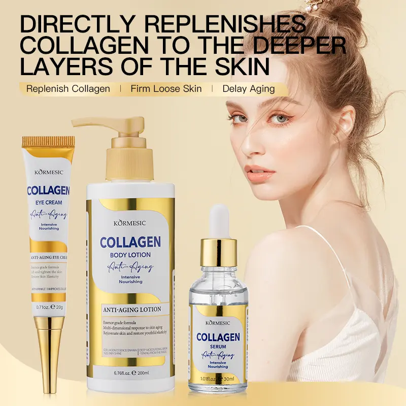 Collagen Skincare Set | Eye Cream, Facial Serum & Body Lotion | 3-Piece Moisturizing & Nourishing Set for Women | Daily Care for Dry Skin | Gift Set Moisture Moisturize Moisturizer