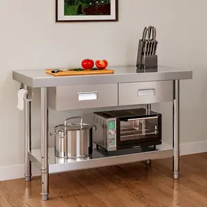 YITAMOTOR 48" × 24" Stainless Steel Table with 2 Drawers, NSF Work Table with Drawer, Metal Table Prep Table for Home Kitchen Restaurant Garage Warehouse