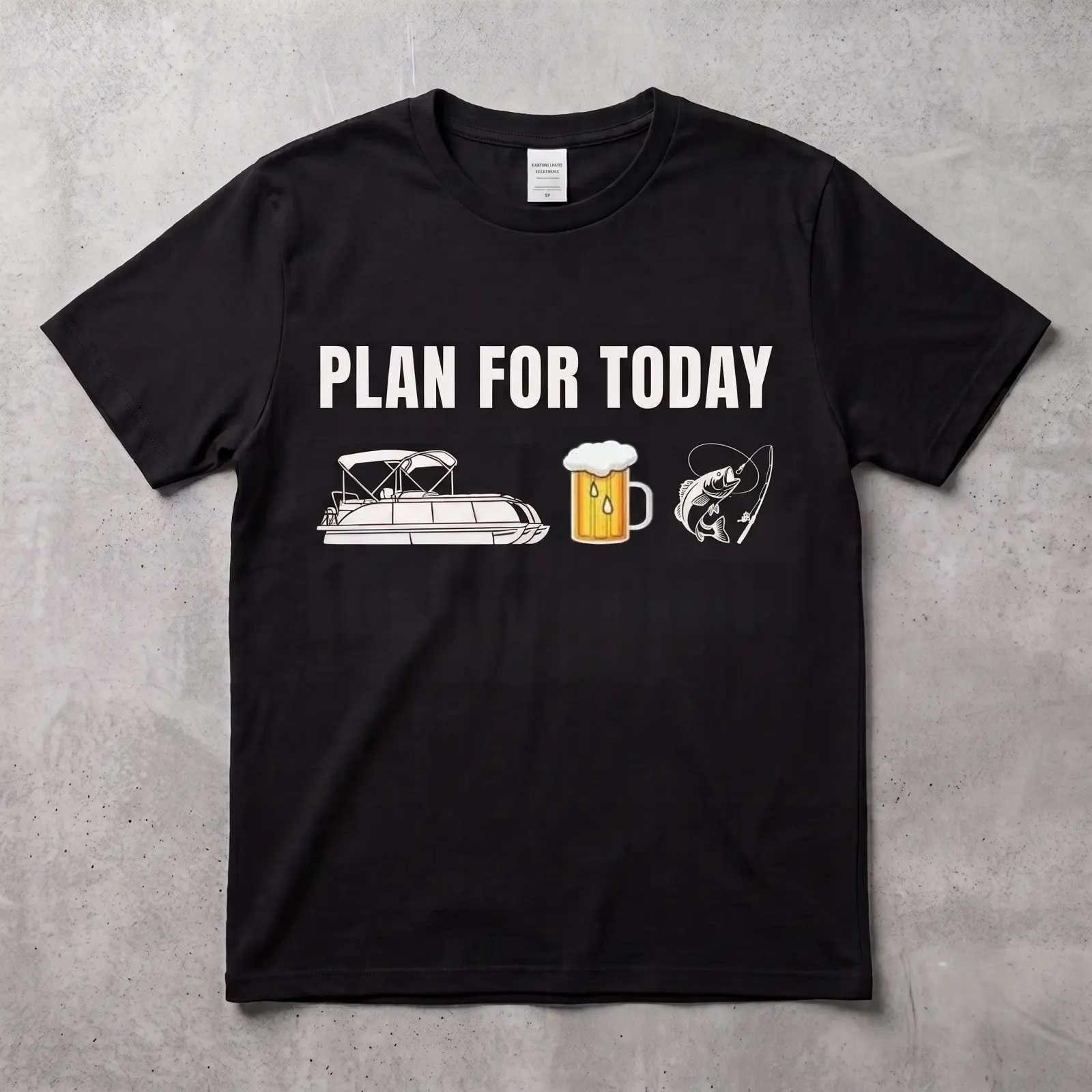 JointlyCreating Men's Short-Sleeve Funny Pontoon Boat Plan T-Shirt - for Boating, Beer Fishing Enthusiasts
