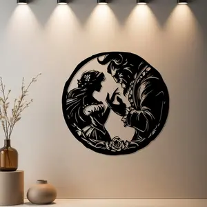 Housewarming Gift, 1pc Romantic Modern Home Decoration Beauty and Beast Desktop Decoration Statue Mural Wall Art Decor with Premium Finish - Ideal Gift for Halloween, Thanksgiving, Christmas, Birthday