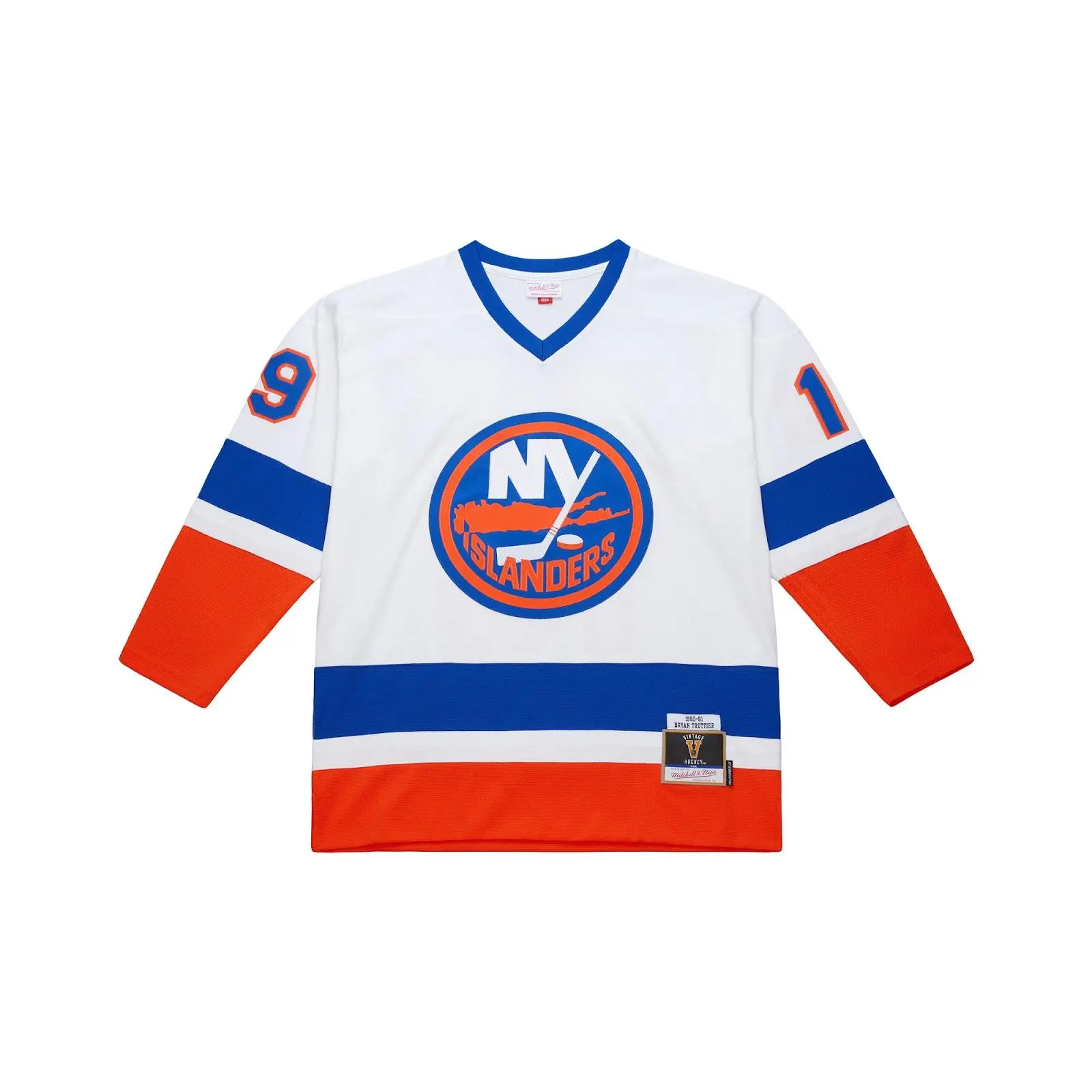Bryan Trottier New York Islanders 1980-81 White Power Play Jersey NHL Throwback Hockey Fan Gear Mitchell & Ness