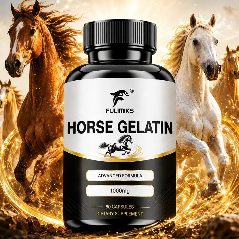 FULIMIKS Horse Gelatin Capsules - 60 Count Natural Dietary Nutrition Supplement, General Wellness Support, Collagen for Immune & L-Lysine Boost, Energy Boost, Bones, Joints, Hair, Skin & Nails Health (Vitamins, Minerals & Wellness Supplements)