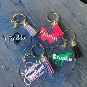 Stickpot's Creations Circle Keychains with Tassels personalized name