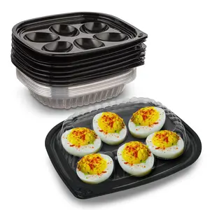 Clear Deviled Egg Container Holds 6 Eggs - Durable Egg Plate Tray (Pack of 12)