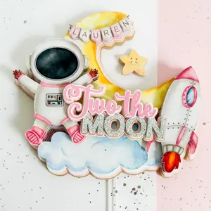 Custom 3D Two the Moon Cake Topper, Two the Moon Party, Cake decoration