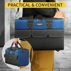 Portable Tool Bag, Large Zipper Tool Organizer, Adjustable Shoulder Strap Tool Bag for Mechanics, HVAC Engineers, and DIY Enthusiasts