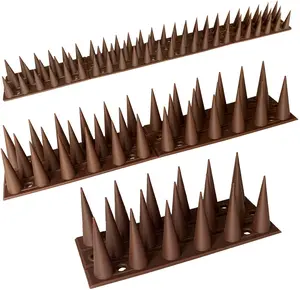 Bird Spikes, 4Pack Pigeon Squirrel Raccoon Cat Deterrent Spike Outside Anti Robin Defender Outdoor to Keep Birds Away Roof Fence Window Nest 4.33 Feet(1.32m), Brown
