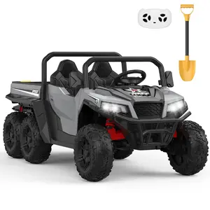 24V 4WD 6-Wheel Kids Electric Dump Truck, 2-Seater, 4×200W Motors, Remote Control, LED Lights, Music, Dump Bed