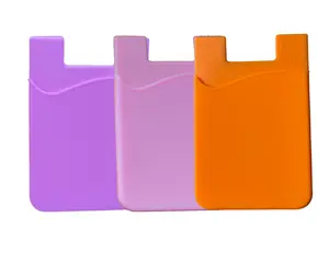 Phone Card Holder, Phone Wallet Stick-On – Multi-Purpose Silicone Card Holder,Purple+RosePink+Orange 3Pcs Cellphone Mount Stand Smartphone