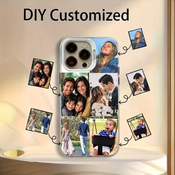 IPhone 12–17 Silver Color Family Custom Photo Phone Case, Personalized Memory Collage Design, Ideal Luxury Gift for Parents’ Anniversaries and Birthdays