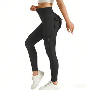 Women's High Waist Butt Lifting Yoga Leggings with Flap Pockets Tummy Control Workout Cargo Leggings for Fitness Gym Pilates Hiking - Bottom, Womenswear