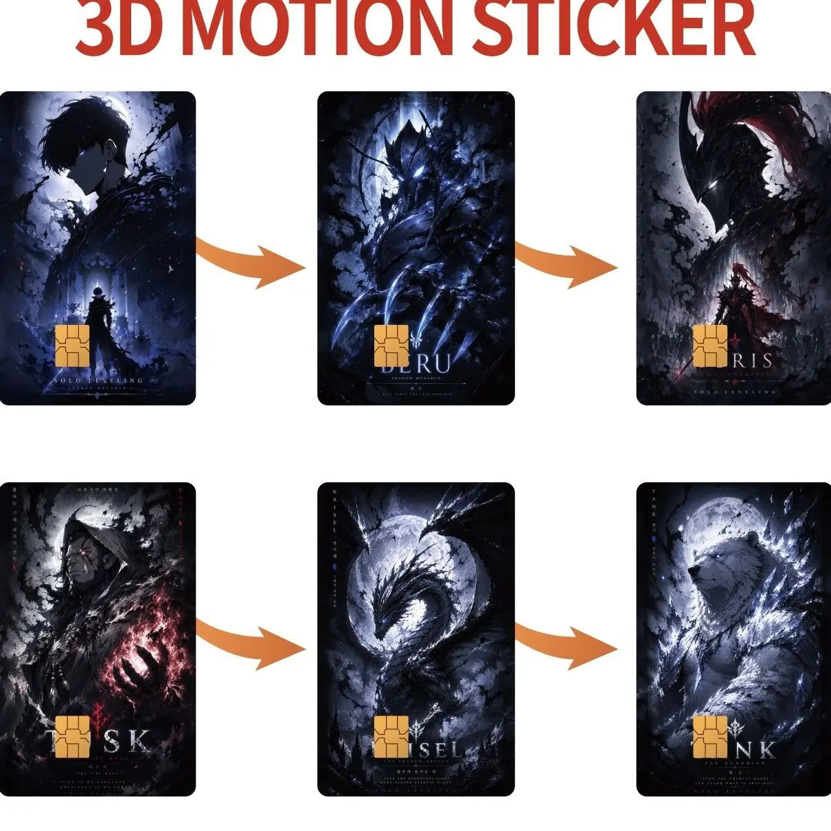 Solo Leveling Credit Card Sticker, 2-Pack 3D Motion Sticker Anime Debit CardSkin, Cute Kawaii Gift for Anime Fans, Vinyl Ultra SlimWaterproof Scratch-Resistant, Easy Apply & Remove Mitsuri Kanroji, Tanjiro Kamado, Muichiro Tokito