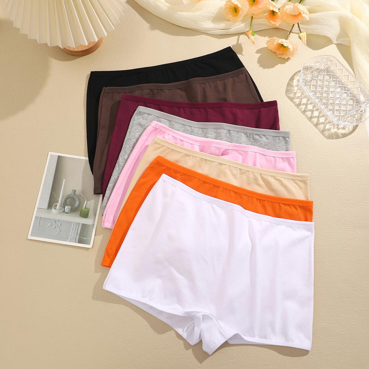 FINETOO 8 Pack Cotton Full Coverage Boyshort Underwear for Women Breathable Plain Boxer Briefs Comfy Elastic Ladies Panties SpringStatements