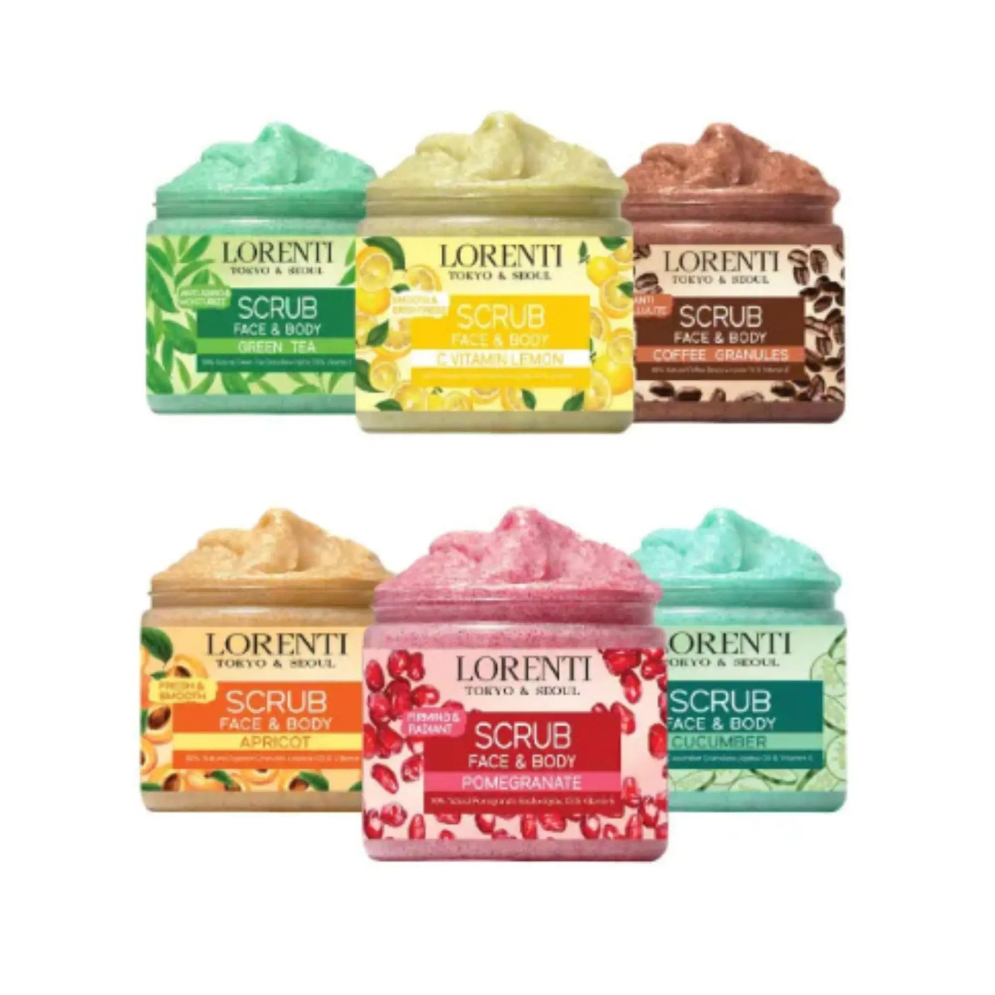 Lorenti Professional Face & Body Scrub Series, Beauty & Skincare Exfoliator with Lemon, Vitamin C, Fresh Scents, Multiple Variants, 16.9oz/500ml, for Body Care, Coffee Face Scrubs & Peels, Exfoliating, Reduces Wrinkles, Anti-Oxidants