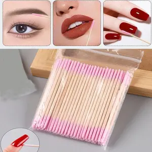 100pcs Dual-Head Disposable Sterile Cotton Swabs, Tattoo Cleaning/nail Design/lash Extension, Makeup Tool, China Harvested