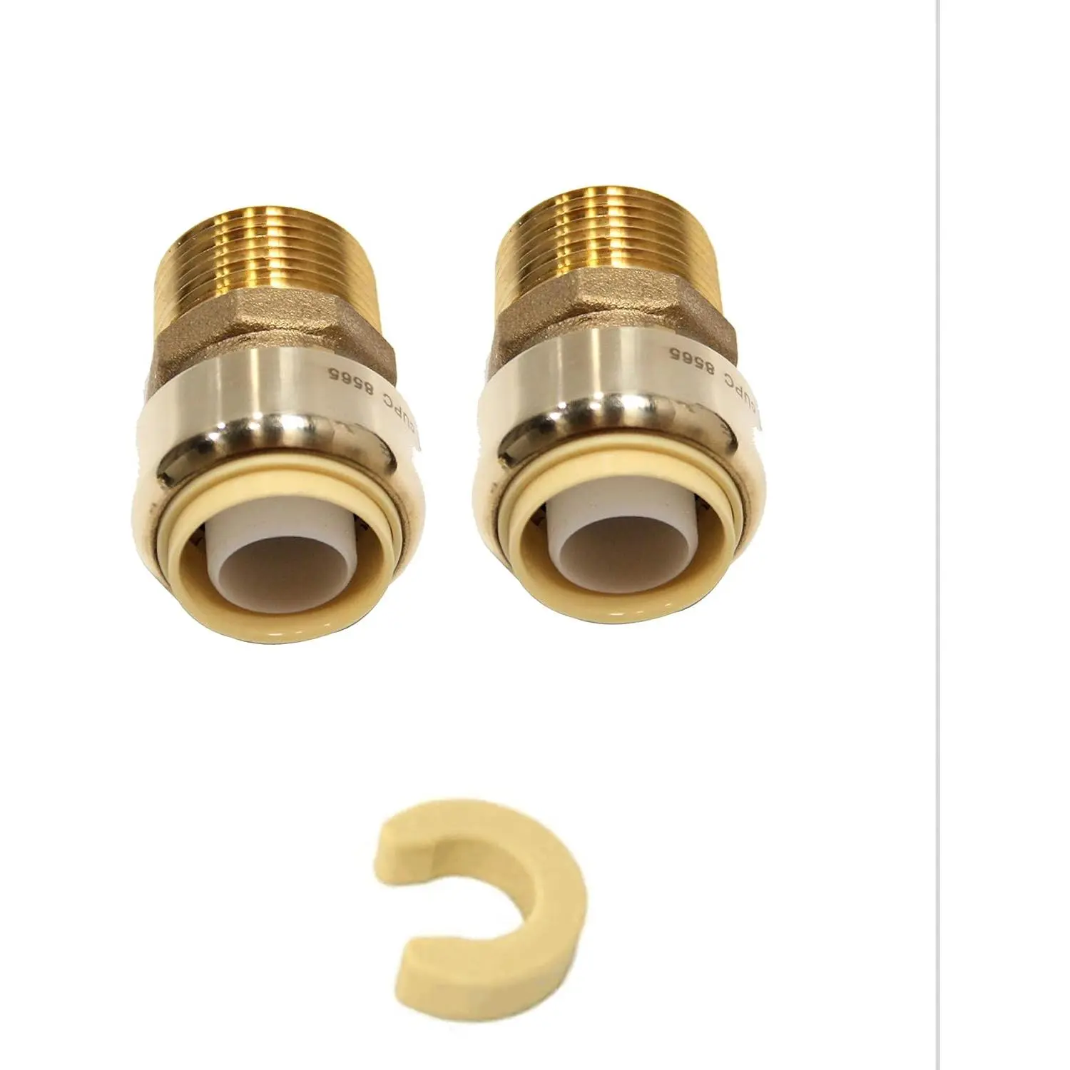 (Pack of 2) 1/2 in x 1/2 in Male Brass Push-to-Connect Pex Copper CPVC Adapter, Includes Disconnect Clip, Easy Installation for Hydronic Heating, Potable Water