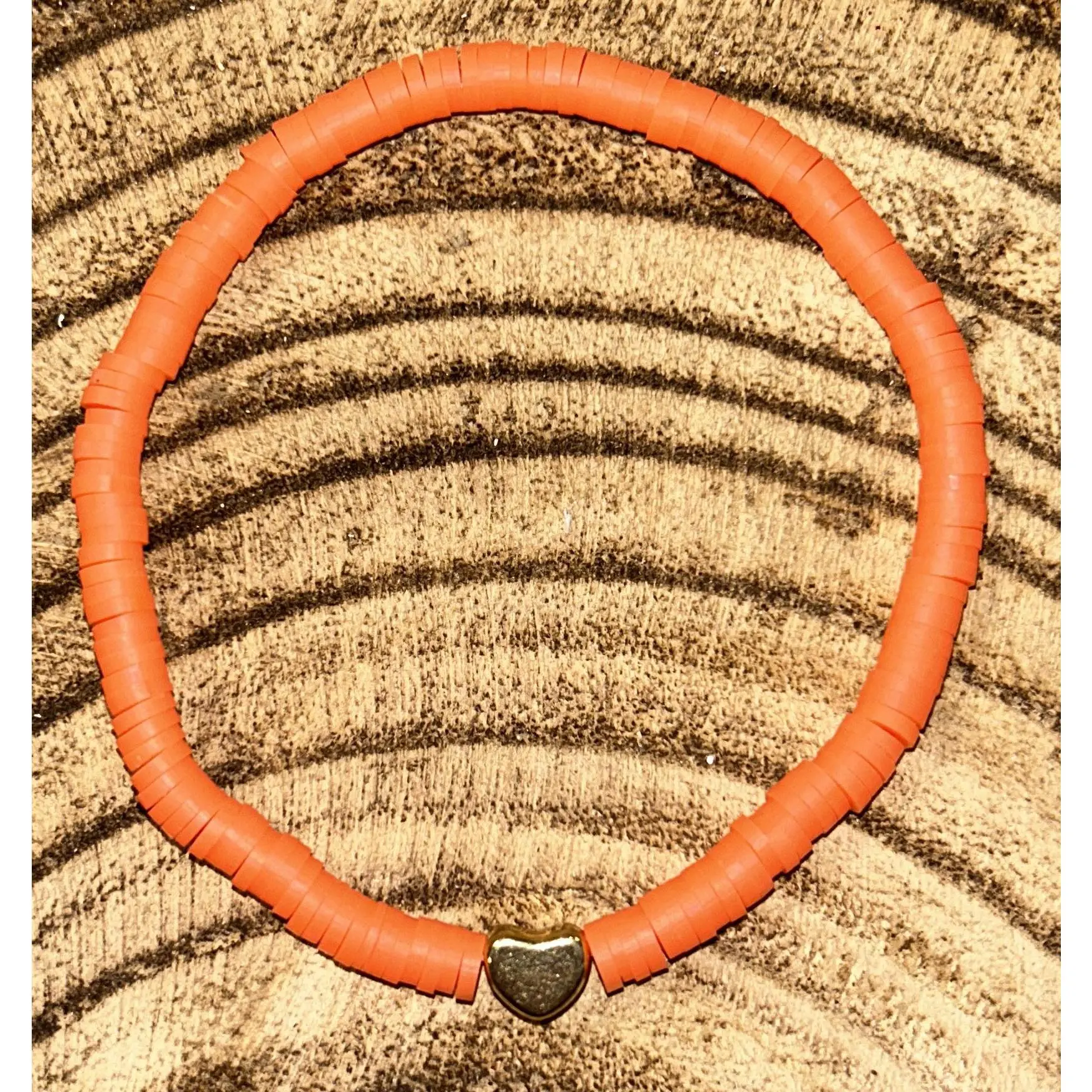 NEON ORANGE HEART BRACELET