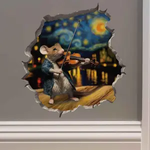 Starry Night Violin Mouse Hole Decal