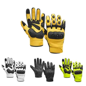 Motorcycle Leather Gloves Multicolor Knuckle Protection Touchscreen & Padded Palm ZamGear