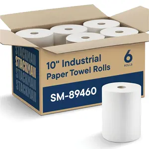 Industrial Paper Towels 10 x 800 White Roll Towels High Capacity Premium (TAD Fabric Material) Suitable for Non-Contact Automatic Commercial Hand Towel Dispenser (Pack of 6 Rolls)