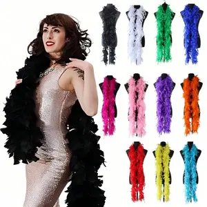 Women's Colorful Feather Scarf, 6.6ft Long, Ideal for Dance Wedding Party Halloween Stage Decoration Festive Headwear Accessories Party Event Props