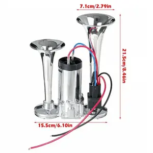 Name 600DB Horn 12V Super Loud Car Electric Horn Dual Trumpets Air Horn Speaker for Car SUV Vehicle Boat Train Motorcycle RV Truck Chrome Plated Zinc Alloy Easy Install 215x75x75mm
