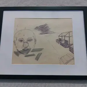 Drawing of a clown boy on Title 15 paper