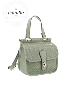 By Camille - Embossed Weave Flap Crossbody Bag | Vegan Leather | PETA Approved |