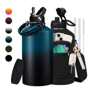 1 Gallon Vacuum Flask Water Metal Bottle Jug with Straw & Spout Lid - 32/40/64/128oz Stainless Steel Insulated Water Bottle,Cold-48h Hot-24