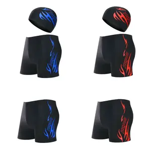Plus Size Men's Quick Dry Square Leg Swim Briefs With Swim Cap For Competition Hot Spring Beach Bathing - beach swimwear, swimming shorts
