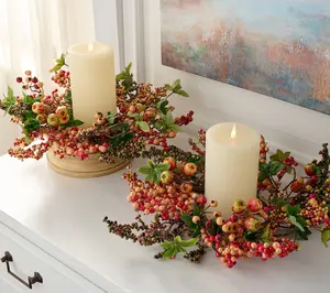 Set of 2 Autumn Berry and Leaf Candle Rings by Valerie Set of 2 Autumn Berry and Leaf Candle Rings by Valerie