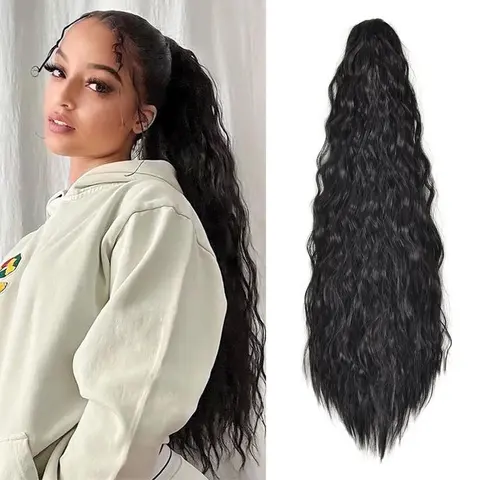 Women's 22-Inch Premium Synthetic Deep Wavy Curly Claw Clip Jaw Hairpiece, Ideal for Fashion Ponytail Hairstyles, Clip-In Ponytail Synthetic Extensions & Pieces with Curly Waves Extensions Hair