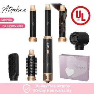 ATOPSKINS 5-in-1 Air Styler,The Industry Basic :Soft Airflow & Ultra-Lightweight(The attachments are made of plastic）, Zero Heat Damage (203°F) Pink Blue  30-day free returns Summervibes Hair Curling Iron Thermal Brush blow dryer