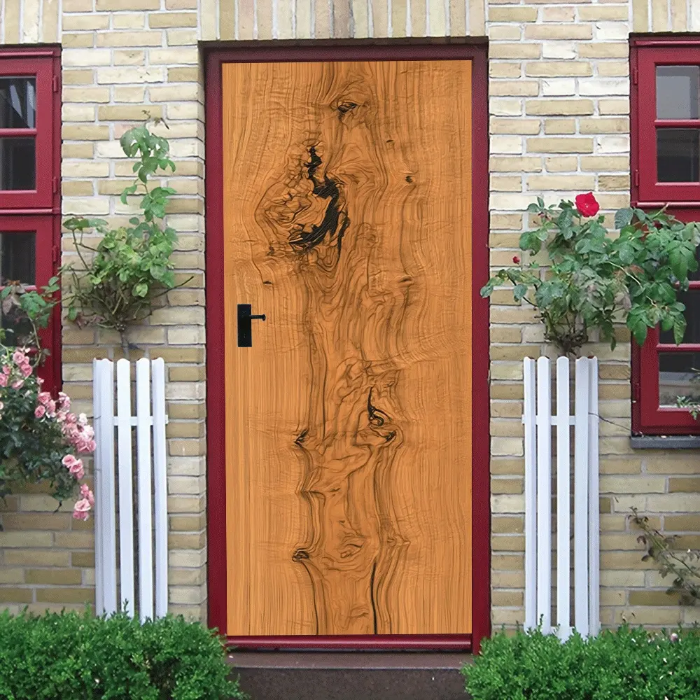2pcs Wood Grain Decorative Door Wall Sticker Self Adhesive Waterproof PVC Material Realistic Natural Tree Texture Decal Living Room Bedroom Background Wall Decor Mural Removable No Residue Eco Friendly