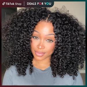 Geeta Hair 250% Density Kinky Curly Pre Cut Lace 6x4 Glueless Real Human Hair Wigs 13x4 Bob Reay to Wear Wig#TikTokShopBackToSchool