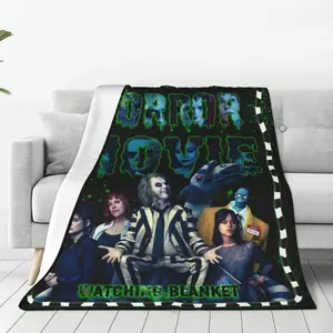 Novelty Blanket BeetleJuice Throw Blanket Lightweight Travel Soft Flannel Blanket Living Room Bedroom Sofa Decor 50"X40"