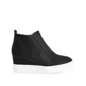 CLARA WEDGE HEEL SNEAKERS IN WIDE - Black PU