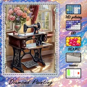 DIY 5D velvet cloth diamond painting handmade kit, AB diamonds, crystal diamonds, sewing machine, flowers, diamond embroidery, wall decoration, Handmade Gifts, gift for family, loved ones, friends