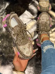 Women's Embroidered Dad Casual Walking Shoes, Anti-Slip Rubber Sole, All Sizes Available, Trendy Comfortable Footwear for Daily Wear