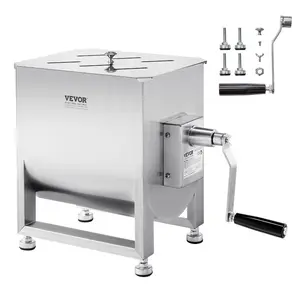 SummerWinsVEVOR Manual Meat Mixer, 30L Fixed Tank Meat Processing Equipment(Mixing Max 60LBS for Meat), Stainless Steel Meat Mixer, Sausage Mixer Machine with Lid Handle Gear Reducer, Ground Beef Hand Mixerdealsforyoudays