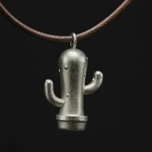 Metal Casted Cactus Plant Necklace Design