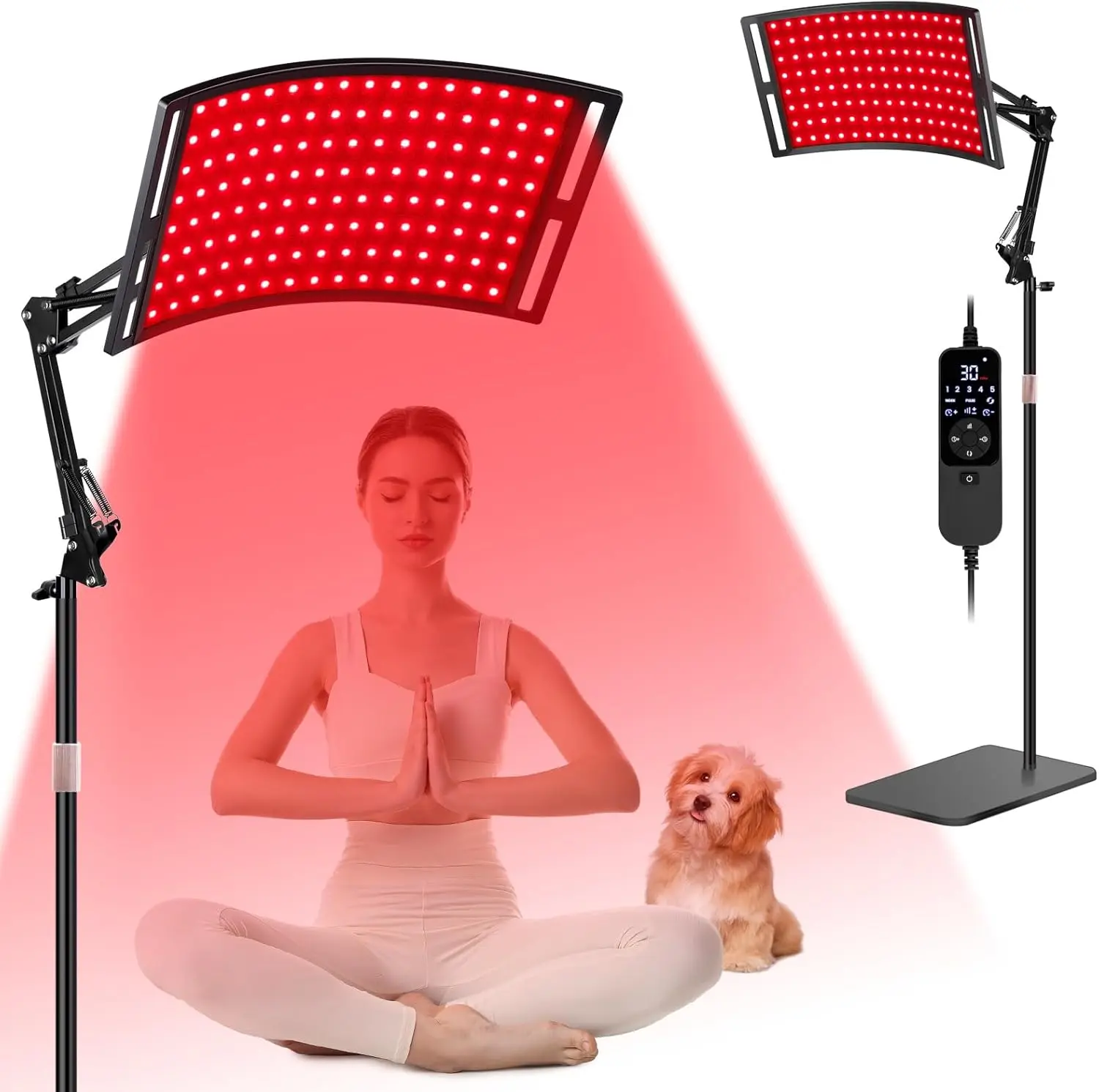 NeoThera Red Light Therapy for Face and Body, 120 LED Red Light Therapy Lamp with Stand, 660nm Red Light and 850nm Near Infrared Light Therapy Device, Remote Control, Timer, Adjustable Gooseneck for Home