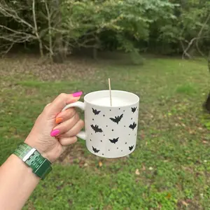 Halloween Candle with a Handle Bats Mug