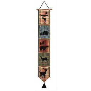 Manual Woodworkers and Weavers TBPBLD Bear Lodge Woven Tapestry Bell Pull Vertical 6.75 X 41 in.