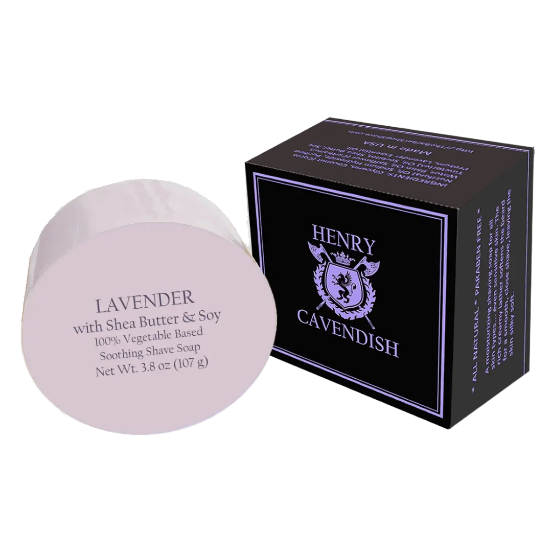 Henry Cavendish® Lavender Shave Soap with Shea Butter & Coconut Oil. Long Lasting 3.8 oz Puck Refill. Mens Shave Soap. All Natural. Rich Lather, Smooth Comfortable Shave. For Ladies and Gentlemen.